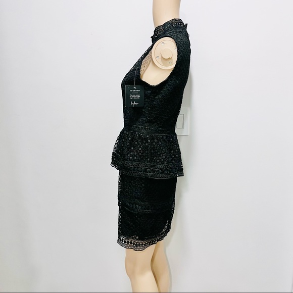Kiss and Spell Black Crochet Lace Peplum Dress Lulus women dress. Size small - Picture 8 of 9